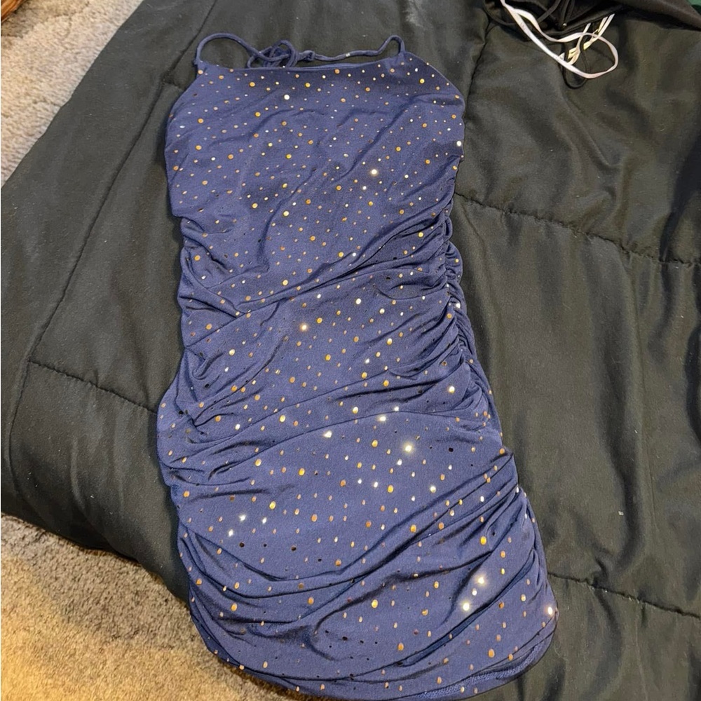 Lucy in the Sky Navy and Gold Mini Dress
